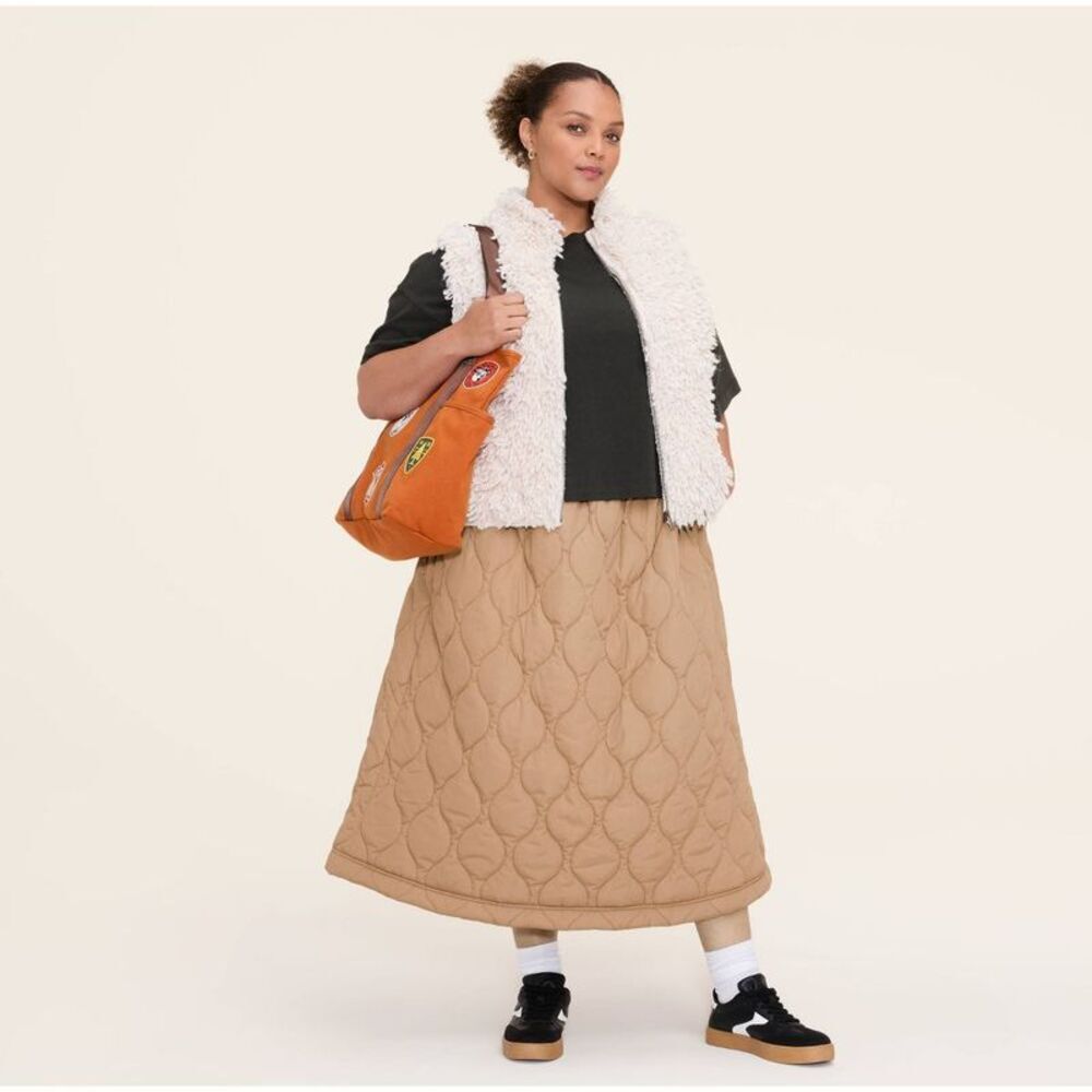 Women's Quilted Midi A-Line Skirt - Woolrich Khaki 1X